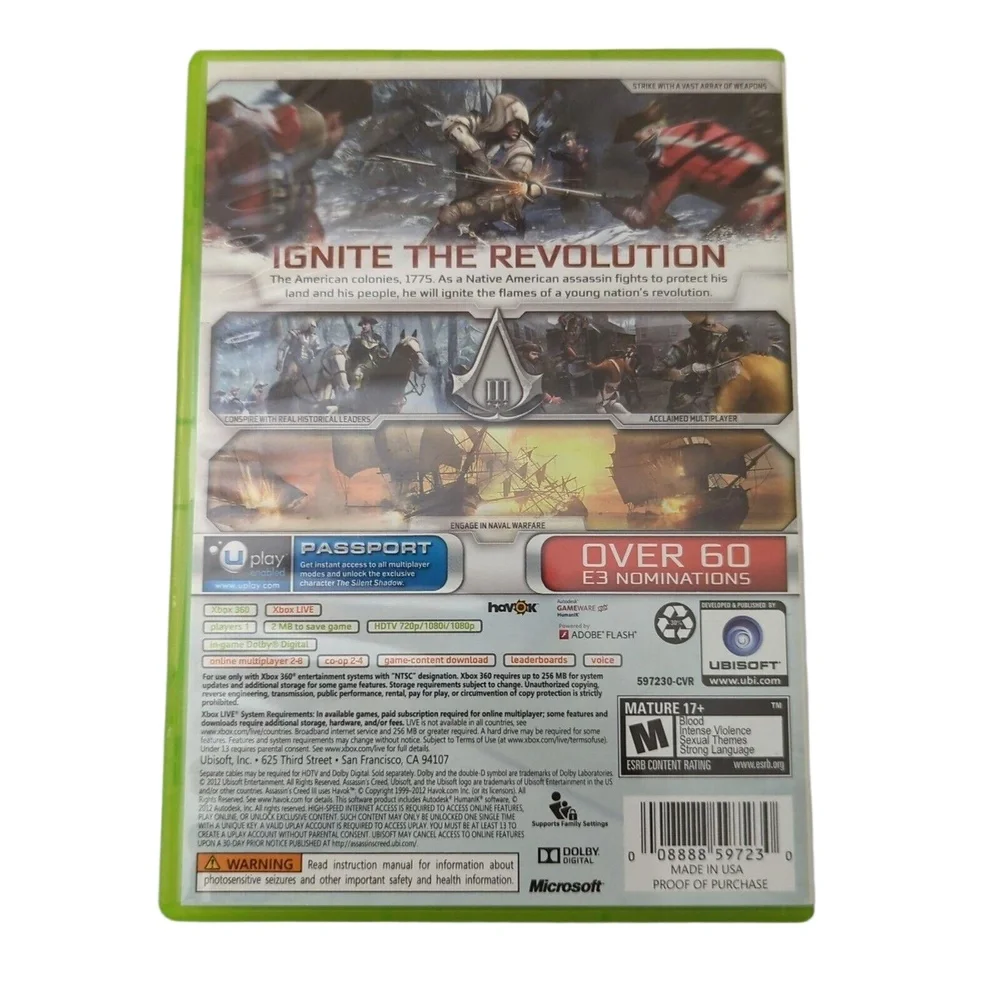 MicroSoft Xbox 360 Assassin’s Creed‎ 3 Tested Complete With Manual